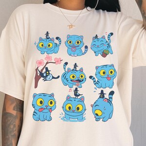KPDH Derpy Demon Tiger and Magpie, Comfort Colors Shirt, Demon Hunter Movie Inspired Tiger Shirt, Korean Streetwear, Kpop Demon Hunters Tee