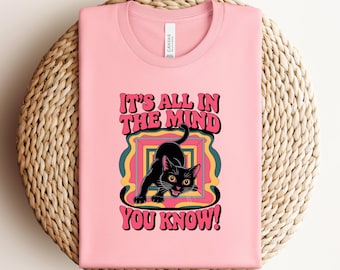 Retro Black Cat Graphic T-Shirt: Groovy Vintage Style