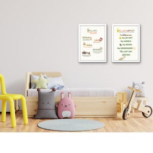 Islamic Kids Posters – Pillars of Islam & Pillars of Iman | Educational Wall Art Set | Muslim Nursery Printable | Playroom Decor