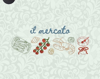 Italian Market Embroidery Design, Botanical Cottagecore Embroidery Design, Tomato Girl Summer Embroidery Design, Instant Download