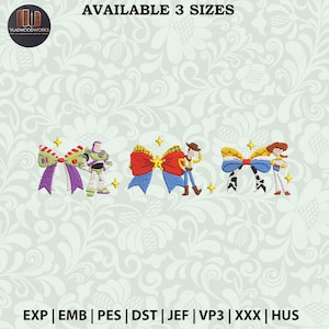 Magical Kingdom Embroidery Design, Toys Cartoon Coquette Bow Embroidery Design, Toys Friends Embroidery Design, Instant Download