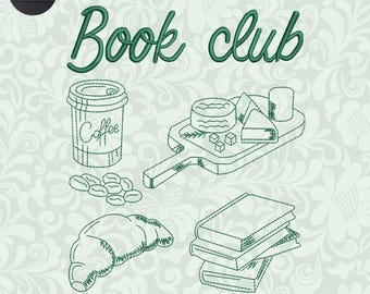 Book Club Embroidery Design, Book Lover Embroidery Design, Bookish Embroidery Design, Instant Download