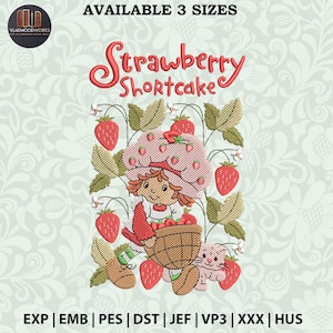 Magic Kingdom Embroidery Design, Vintage Cartoon Bow Embroidery File, Strawberry Girl Embroidery Design, Strawberry Fest Embroidery Design