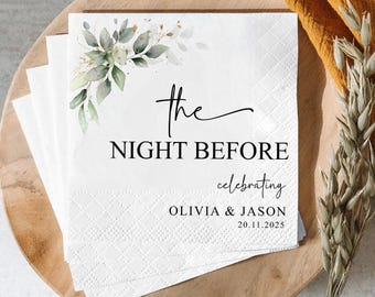 Personalized Rehearsal Dinner Napkins: Custom Printed Wedding Cocktail Napkins