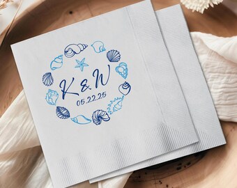 Personalized Cocktail Napkins, Seaside/Beach Wedding, Bridal Shower, Starfish Wedding, Wedding Decor, Paper Napkin, Anniversary, Birthday