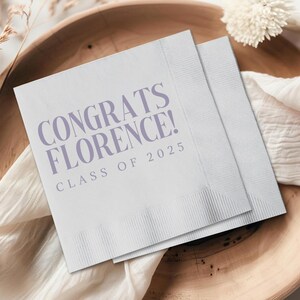 Graduation Cocktail Napkins Personalized, Foil Grad Party Napkins, Grad Party Decor, Class of 2025, Graduation Napkins