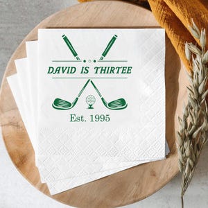 Personalized Golf Birthday Party Napkins: Custom Par Tee Design