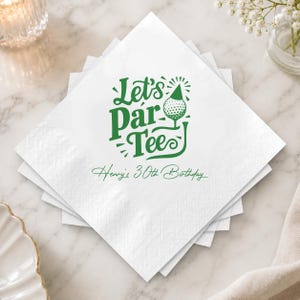 Personalized Golf Birthday Napkins, Let's Par Tee Cocktail Napkins