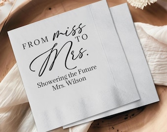 Personalized Bridal Shower Napkins: From Miss to Mrs., Custom Party Decor