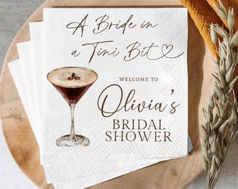 Bride In A Tini Bit Bridal Shower Napkins: Elegant Bachelorette Brunch
