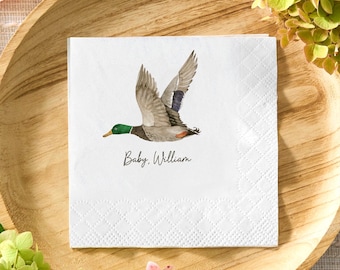 Personalized Mallard Duck Napkins: Baby Shower, First Birthday