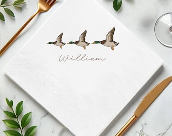 Personalized Mallard Duck Napkins: Baby Shower, First Birthday