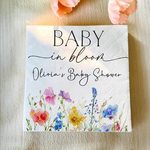 Baby in Bloom Napkins, Baby Shower Napkins, Flower Baby Shower Napkins, Wildflowers Baby Shower