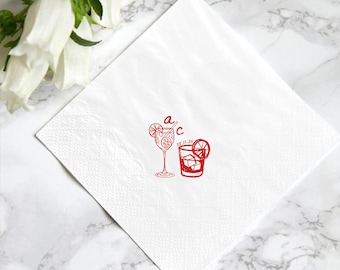 Personalized Napkins, Wedding Cocktail Napkins, Cocktail Hour Napkins, Personalized Foil Napkins, Rehearsal Dinner, Anniversary