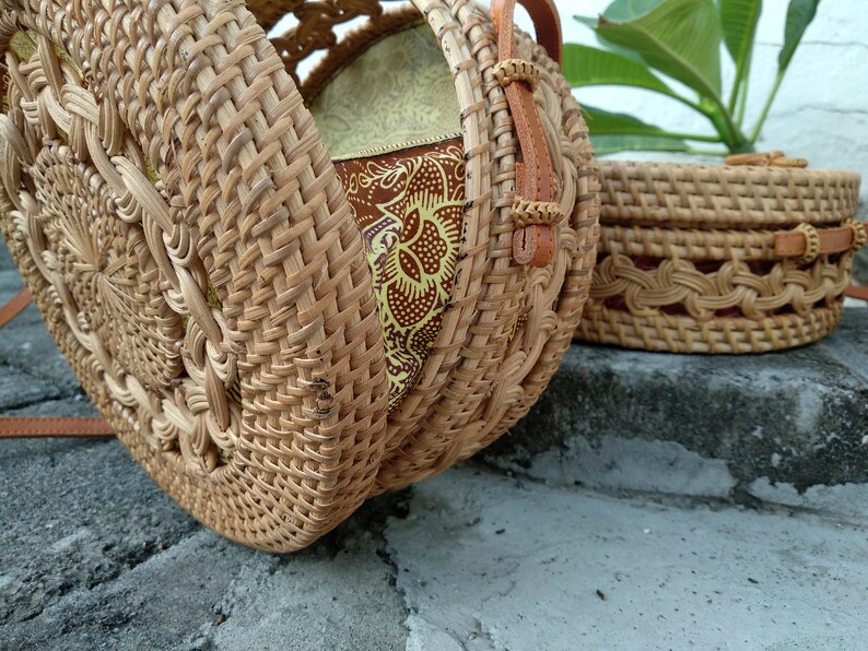 SALE 20cm Double Braided Bali Round Rattan Bag Handwoven Ata | Etsy