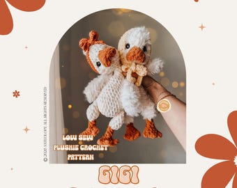 Patrón de Ganso a Crochet / Patrón de Ganso Gigi el Tonto / Costura Baja / Amigurumi de Crochet / Patrón de Ganso de Granja / Patrón de Ganso Lindo