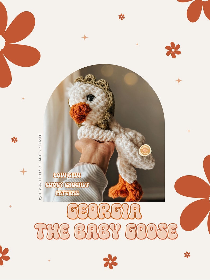 Schema all'uncinetto per l'oca / Schema all'uncinetto per l'oca Georgia The Silly / Cucitura bassa / Amigurumi all'uncinetto / Schema all'uncinetto per la fattoria / Schema all'uncinetto per l'oca carina immagine 1