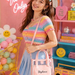 Clear Stadium Bag with Pouch, Custom Name PVC Crossbody Concert Purse