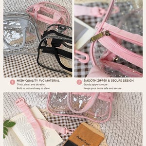 Concert Approved See Thru Bag, Clear Stadium Bag, Transparent PVC Crossbody Purse image 5