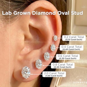 Oval Lab Grown Diamond Stud Earrings 14K Gold, 0.20 to 2.00 TCW Oval Brilliant Solitaire Studs, Dainty Bridal Wedding Earrings NYC