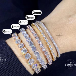 VVS Ideal Cut Moissanite Tennis Bracelet, Passes Diamond Tester | 925 Sterling Silver Iced Out Jewelry | 2-6mm | Luxury Bridal Gift For Her