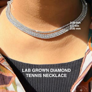 Tennis Necklace Lab Grown Diamond, Round Brilliant Bridal Jewelry | 14K Solid Gold | 5 To 20 CTW Custom Luxury Heirloom Chain
