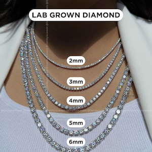 14K Solid Gold Lab Grown Diamond Tennis Necklace, 7-20 CTW Round Brilliant DEF VVS Infinity Necklace, Ethical Luxury Gift for Her