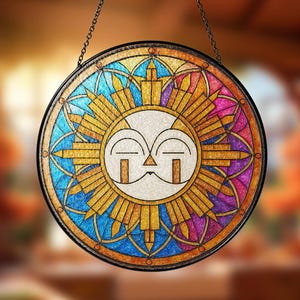 Vintage Esquie Glass Suncatcher, Fantasy Window Hanging, Stained Glass Style Gamer Gift, Clair Obscur Inspired Sun Ornament, Christmas Gift