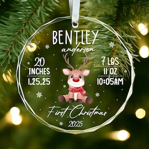 Personalized Baby Birth Stats Ornament, Birth Announcement Ornament, Custom Newborn Keepsake Gift, Baby Shower Gift, Baby Glass Ornament