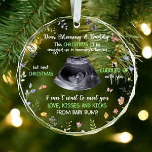 Personalized Baby Ultrasound Ornament, Custom Baby Christmas Ornament for First Dad, Expecting Parents Gift, Pregnancy Announcement