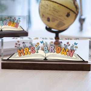 Personalized Back To School Teacher Name Plate, Custom Name Teacher Acrylic Block, Teacher Desk Name Plate,Teacher Name Sign, Back To School