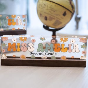 Personalized Teacher Desk Name Plate, New Teacher Gift, Custom Name Teacher Acrylic Block, New Teacher Desk Sign, Back To School Gift