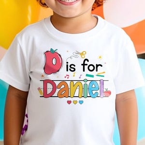 Personalized Alphabet Name Shirt, A is for Shirt, Custom First Day of School Tee for Kids, Toddler Back to School Outfit with Initial