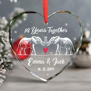 Personalized Ivory Anniversary Ornament, Custom 14th Wedding Anniversary Gift, 14 Years Anniversary, Couple Keepsake Gift, Gift for Wife