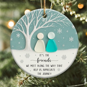 Zeeglas 2D-effect keramisch ornament, tijdloos vriendschapscadeau, BFF-ornament, beste vriend aandenken, vriendschapsornament, buurcadeau