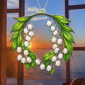 Delicate Lily of the Valley Suncatcher, Elegant Acrylic Window Hanging, Nature Decor, Gift for Flower Lovers, Lily of the Valley Decor