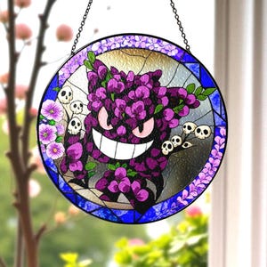 Haunted Garden-Inspired Anime Glass Suncatcher, Perfect Gift for Home Decor, Anime-Style Window Art, Window Hanging
