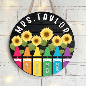 Custom 3D Teacher Sunflower Door Hanger, Doorsign 3D, Appreciation Gift, Teacher Welcome Sign, Back To School, Floral Classroom Wall Decor