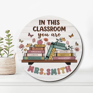 Personalized Teacher Door Sign, Welcome Classroom Sign, Classroom Decor, Back To School Gift, Teacher Name Door Sign, Thank You Gift