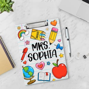 Personalized Teacher Clipboard With Name, Appreciation Gift, Back to School Gift, Custom Acrylic Clipboard, Teacher Name Clipboard