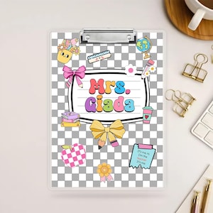 Back To School Teacher Clipboard, School Supplies, Custom Groovy Teacher Clipboard With Name, Personalized Teacher Gifts, Appreciation Gift
