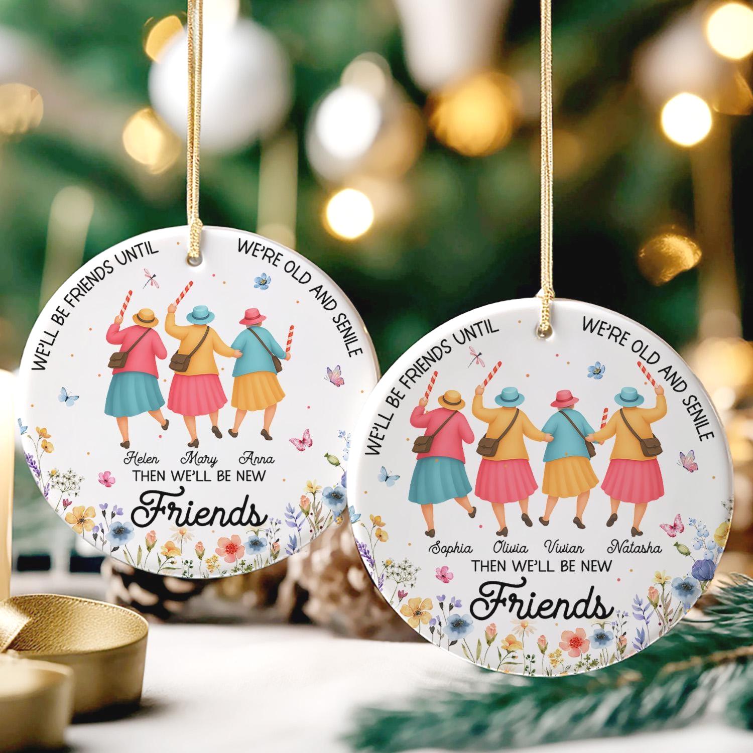 Freundschafts-Geschenk Tasche – „We’ll Be Friends Until We’re Old And Senile“, 100% Baumwollleinen, 23x18 Cm