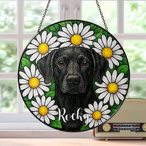 Custom Pet Photo Stained Glass Suncatcher, Dog Memorial, Dog Portrait Suncatcher, Memorial Gifts, Dog Loss, Pet Lover Gift, Window Decor