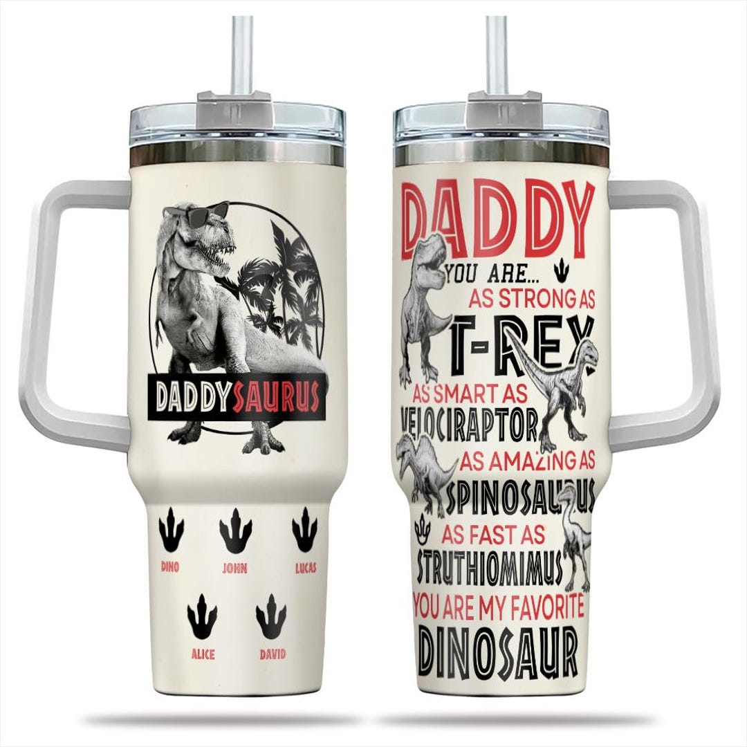 Daddy Dinosaur Daddysaurus 2 Kids Father's Day Gif Coffee Mug
