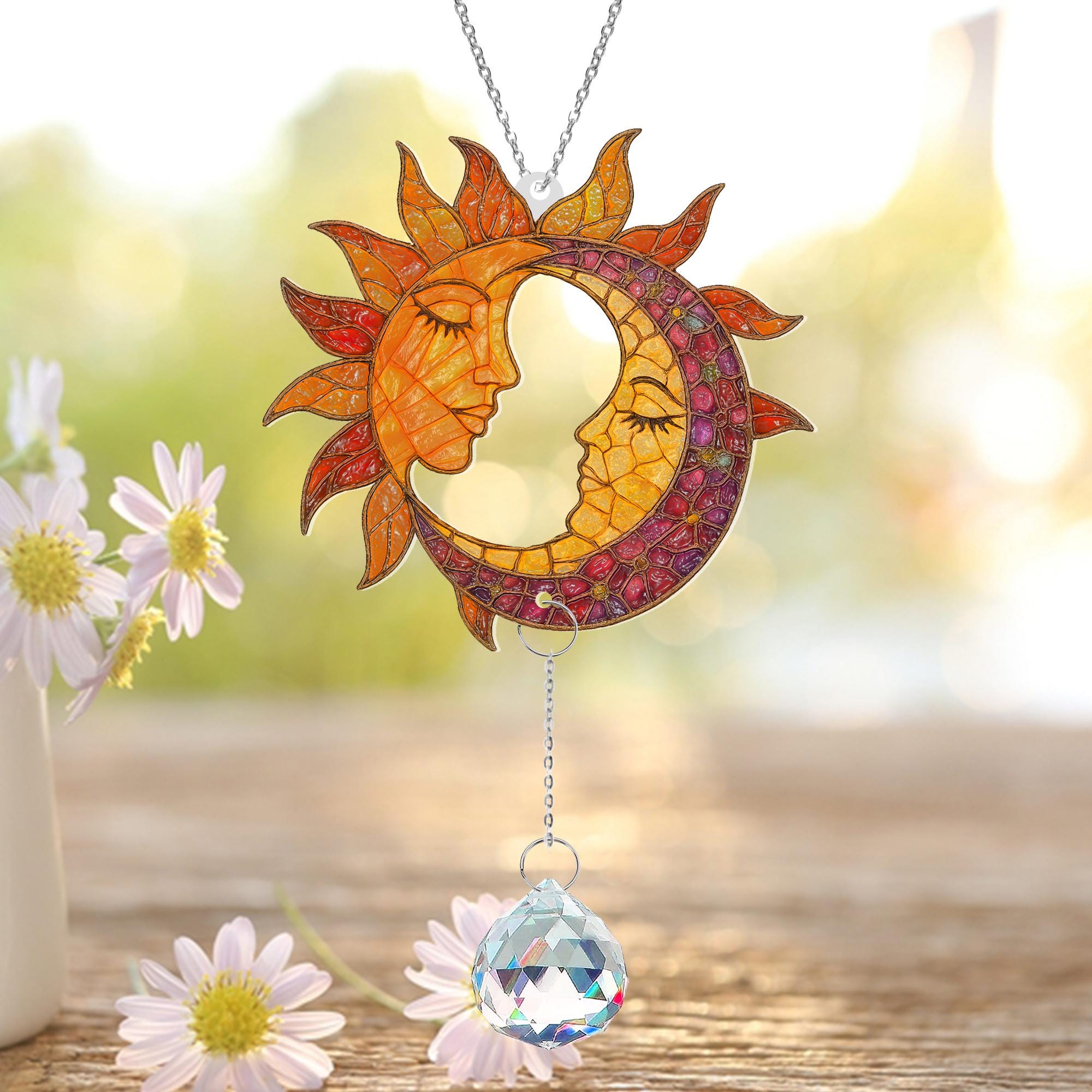 Attrape-soleil Hibou En Acrylique Coloré, Décoration à Suspendre Pour