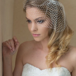 Wedding birdcage Veil, Bridal veil, Wedge Birdcage veil, Blusher veil, Small veil, Russian Netting veil, Wedding accessory, Hair accessories