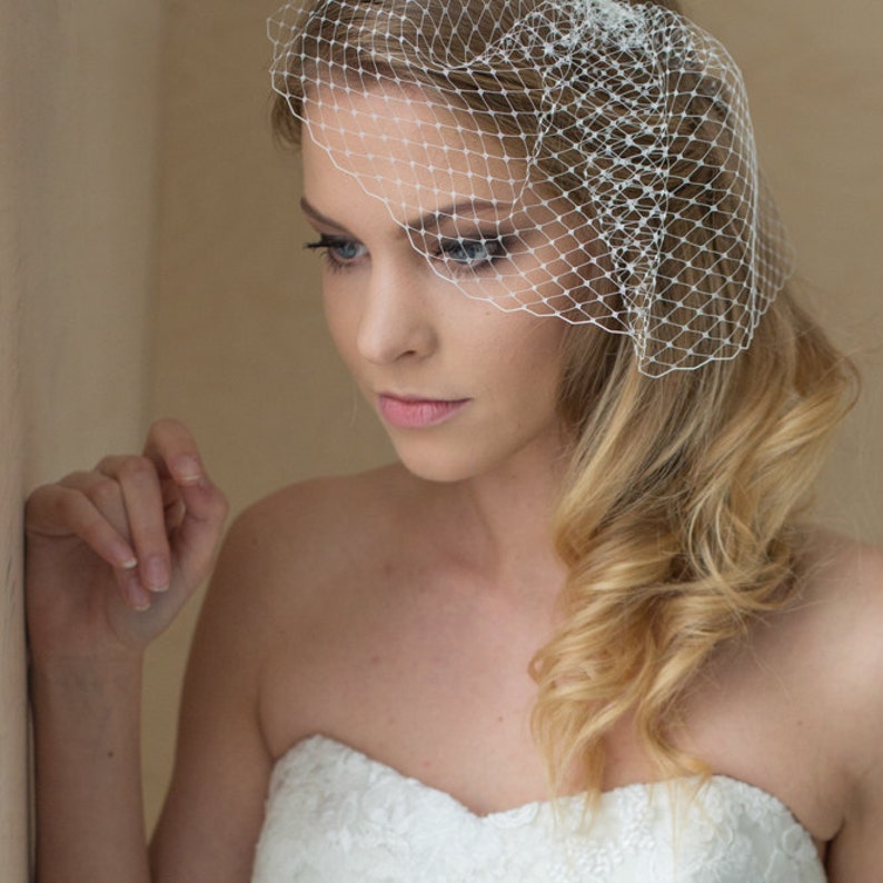 Wedding birdcage Veil, Bridal veil, Wedge Birdcage veil, Blusher veil, Small veil, Russian Netting veil, Wedding accessory, Hair accessories