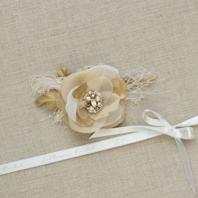 Wedding Hair flower Wedding hairpiece Gold hair piece Etsy