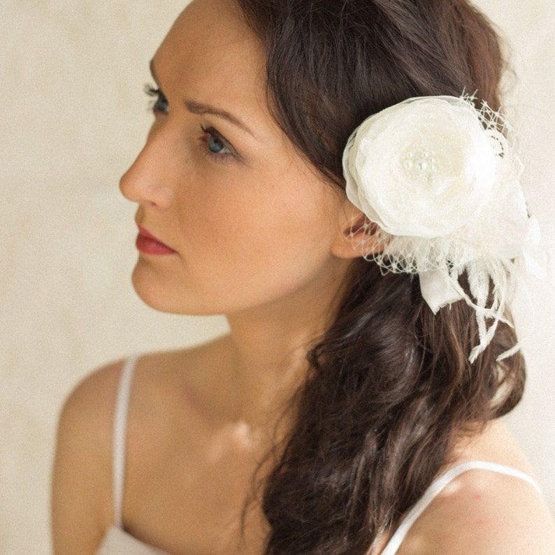 Handmade Wedding hair accessories, Buy online Bridal hair flower, Bridal hair piece, Flower hair clip, Bride hair accessory, Flower fascinator, Wedding hairpiece