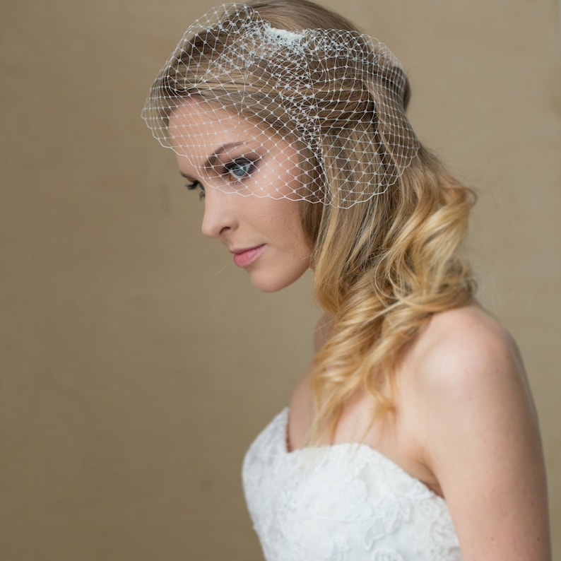 Wedding birdcage Veil, Bridal veil, Wedge Birdcage veil, Blusher veil, Small veil, Russian Netting veil, Wedding accessory, Hair accessories